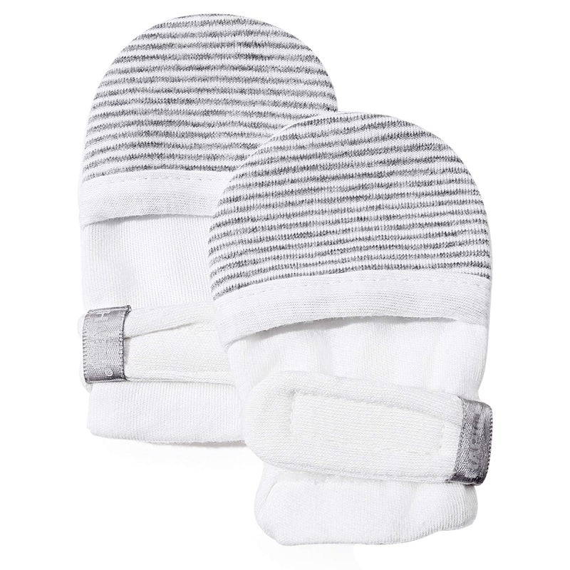 HAPIU Baby No Scratch Mittens,Newborn Baby Mittens,Gray Stripe,0-3 Months - Image 1